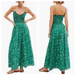 Free People Sweet Nothings Green Floral Print Maxi Dress